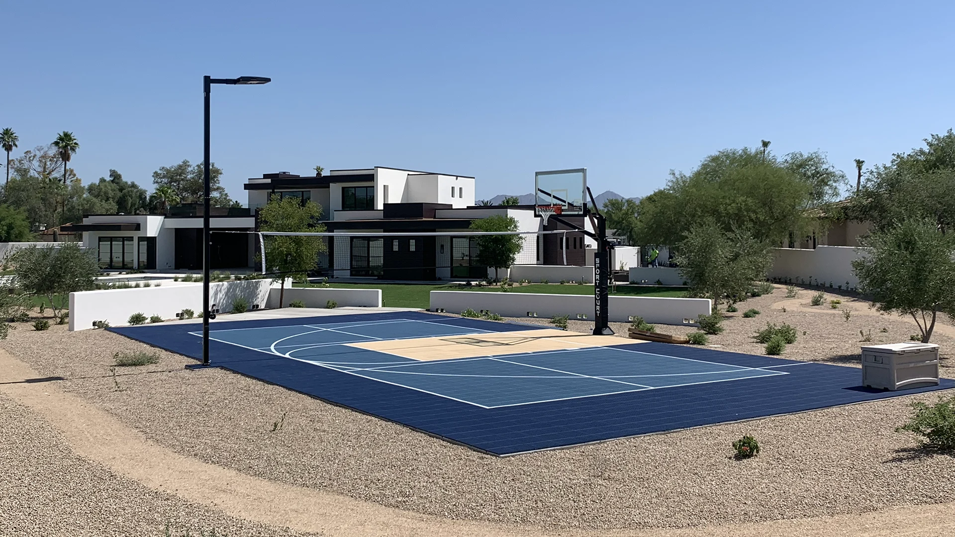 backyard multi-court with gravel surround