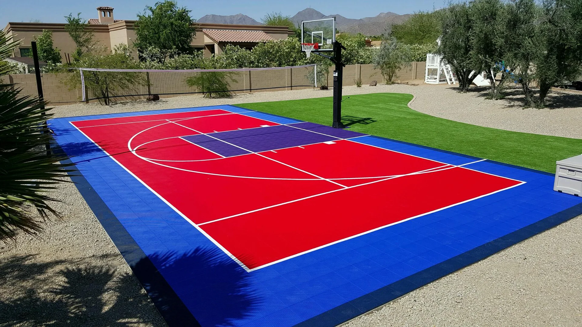 Red and blue modular court