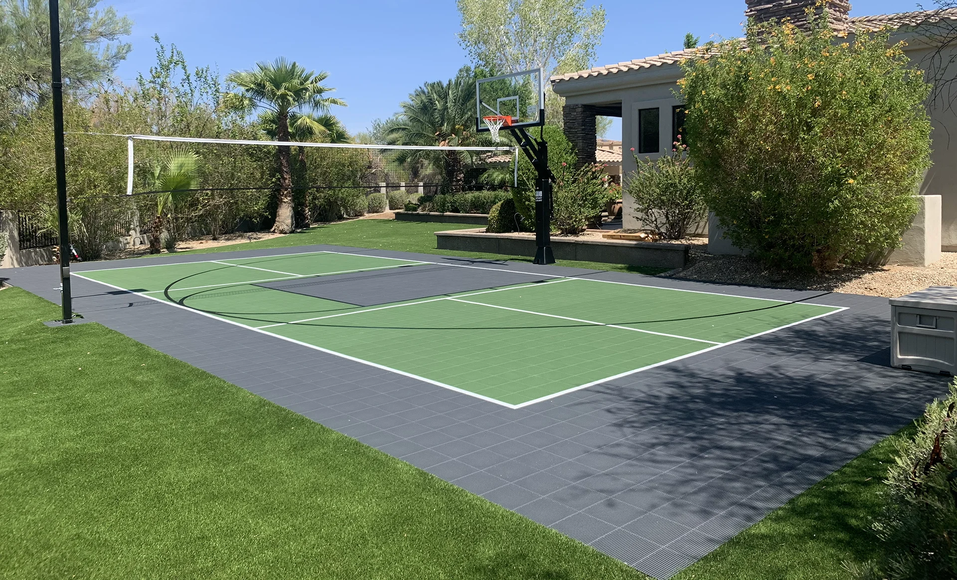 green and blue modular court